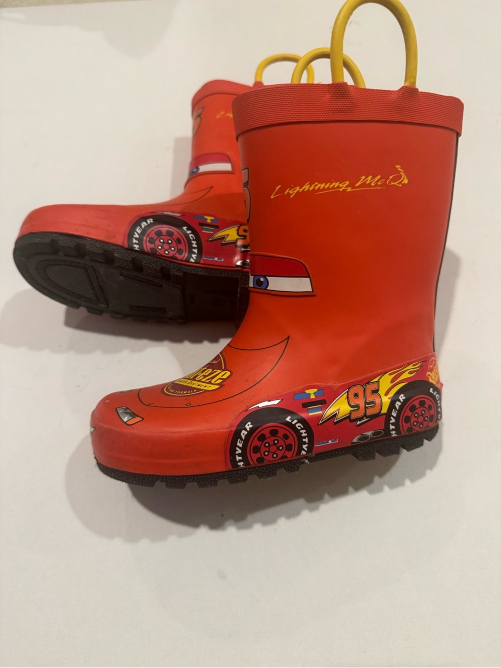 Disney Lightning McQueen Red and Yellow Kids Rain Boots